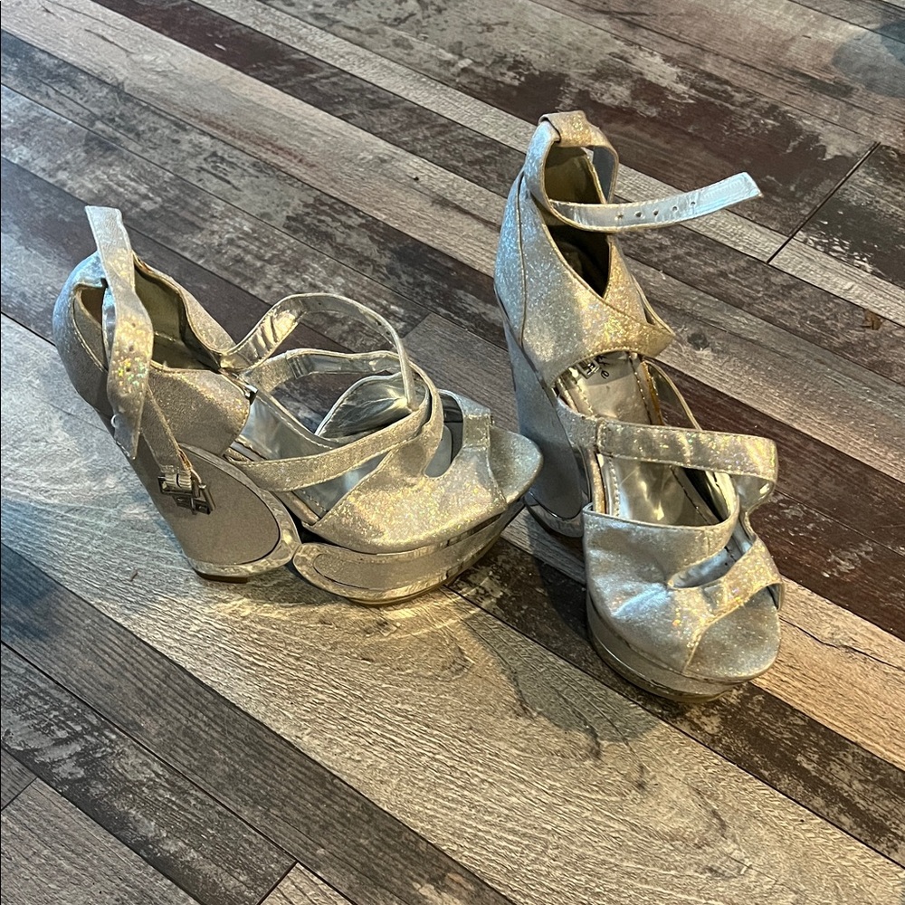 Shimmering Silver Women's Platform Sandals